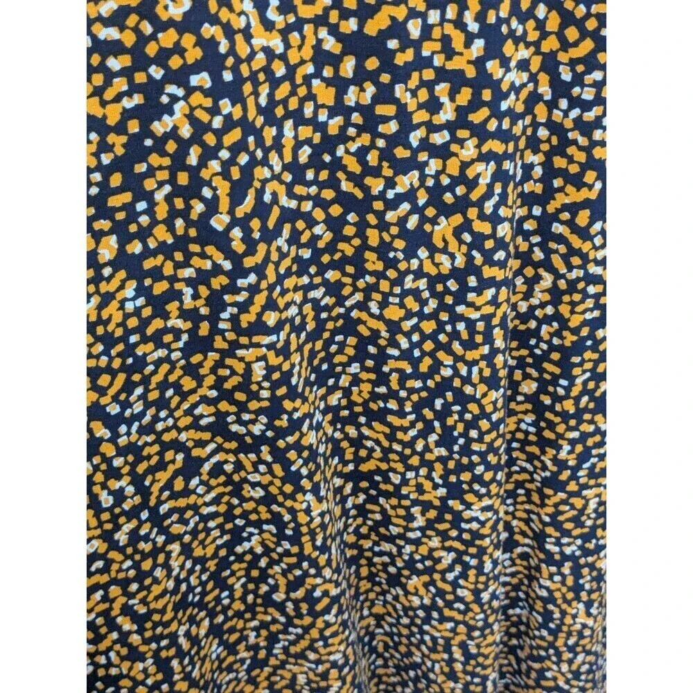Hobbs Long Midi Samantha Dress Half Sleeve Full Pattern UK14 US M Orange Navy